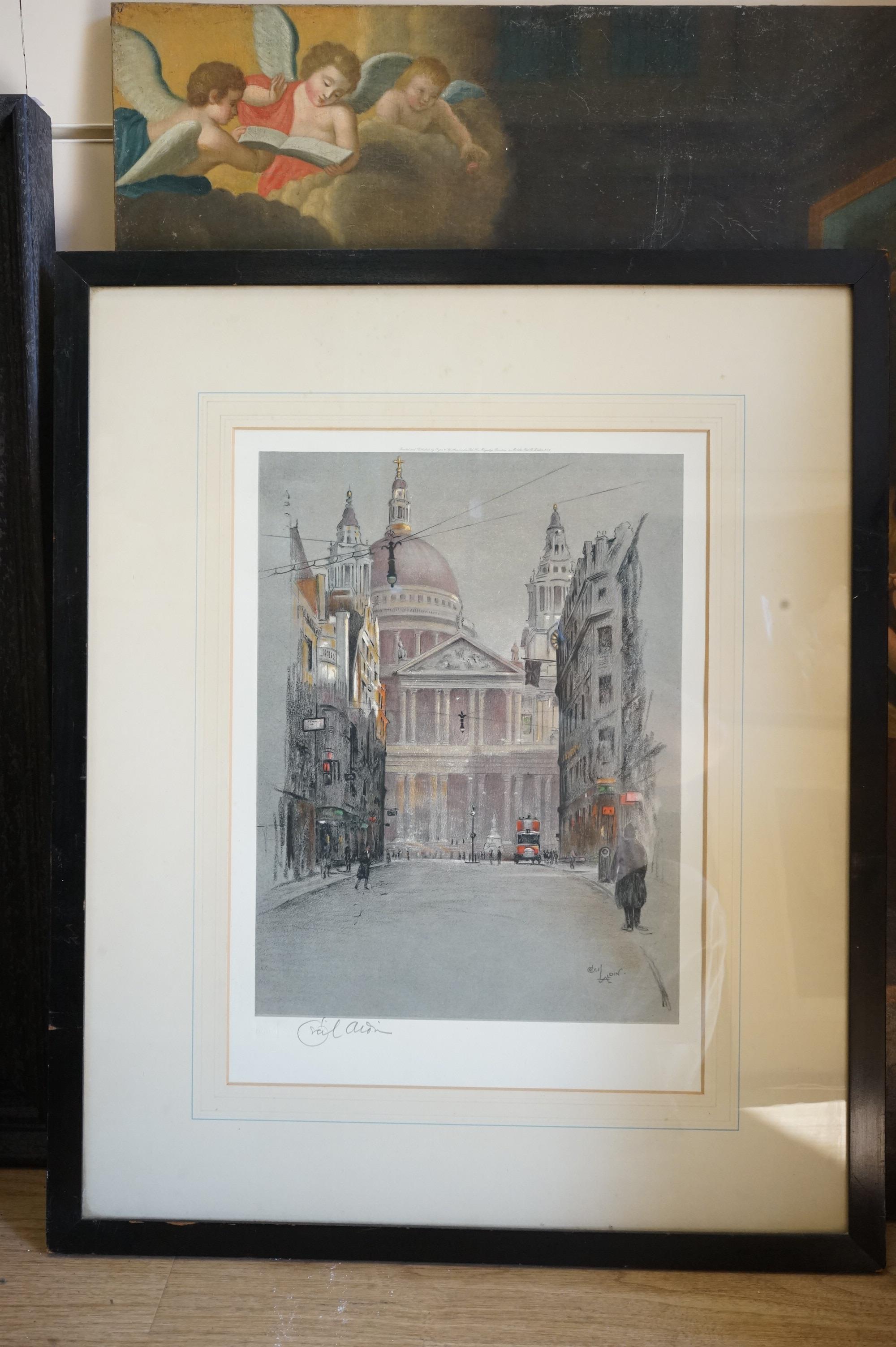 Cecil Aldin (1870-1935), pair of colour lithographs, comprising St Paul's Cathedral and Westminster Abbey, each signed in pencil and Fine Art Trade Guild blindstamped, 45 x 32cm